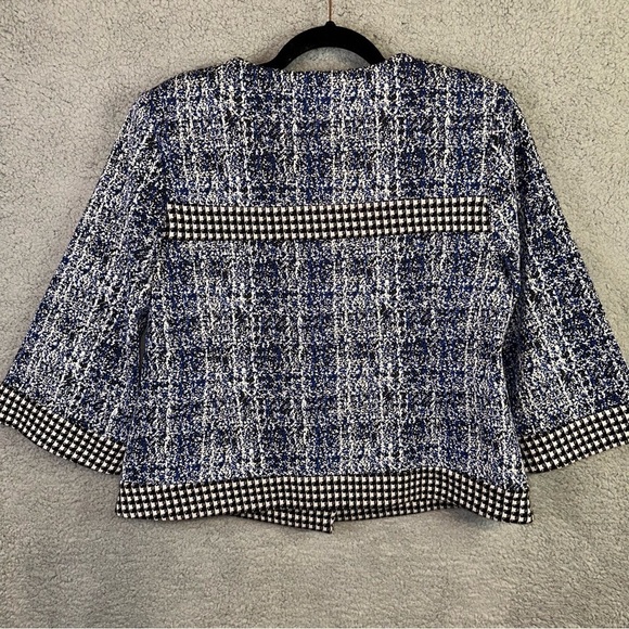 Cabi Reina 5294 21 Club Blue Matrix Women's‎ Medium Bow Tie Houndstooth Blazer - Picture 5 of 11